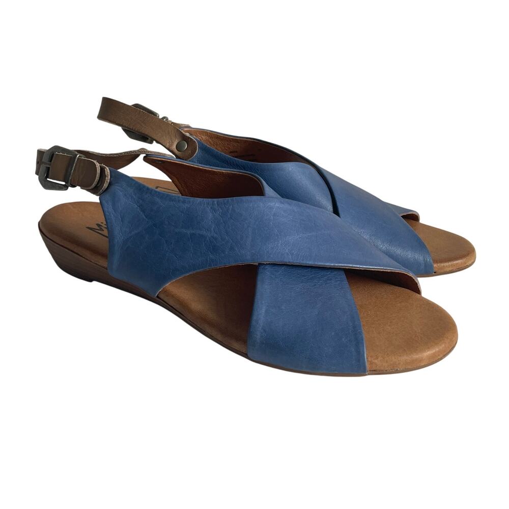 Miz Mooz Anya Crossover Slingback Sandal Women’s Size 6.5 7 EU 37 Blue Leather